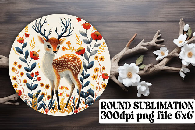Lovely Deer & Flower Sublimation Wrap Round Design Art Sublimation afrosvg 