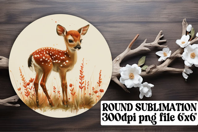 Lovely Deer with Flowers Sublimation Wrap Round Design Watercolor Sublimation afrosvg 