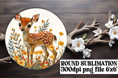 Lovely Floral Deer Wrap Sublimation Design Round Sublimation afrosvg 