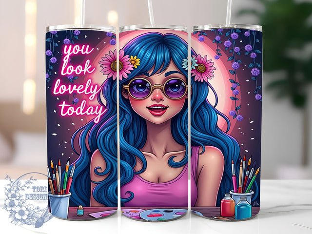 Lovely Girl, Inspirational Quote, Tumbler Wrap, 20oz Tumbler, Gift for Her, Digital Download, Positive Vibes Sublimation ToriDesigns 