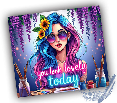 Lovely Girl, Inspirational Quote, Tumbler Wrap, 20oz Tumbler, Gift for Her, Digital Download, Positive Vibes Sublimation ToriDesigns 