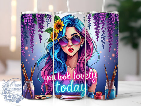 Lovely Girl, Inspirational Quote, Tumbler Wrap, 20oz Tumbler, Gift for Her, Digital Download, Positive Vibes Sublimation ToriDesigns 