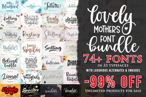 LOVELY MOTHERS FONT BUNDLE Font Rastype 