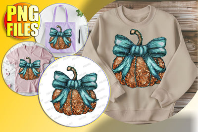 Lovely Pumpkin with Bow for Halloween Design PNG Sublimation afrosvg 