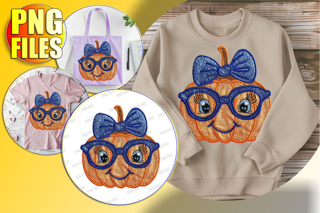 Lovely Pumpkin with Glitter Bow Sublimation PNG Sublimation afrosvg 