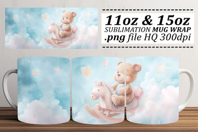 Lovely Watercolor Bear Wrap 11oz 15oz Sublimation afrosvg 