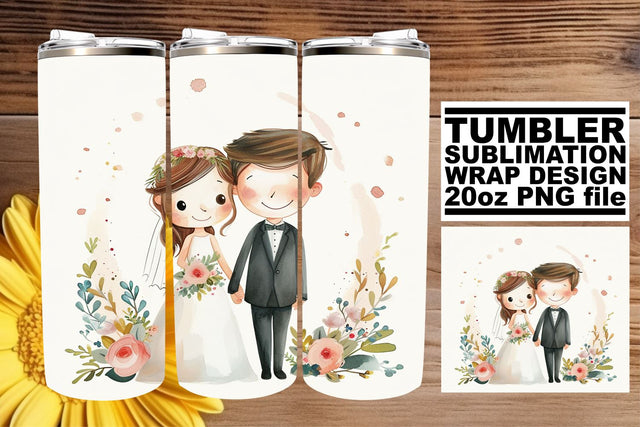 Lovely Watercolor Wedding Tumbler: Elegant 20oz Edition Sublimation afrosvg 