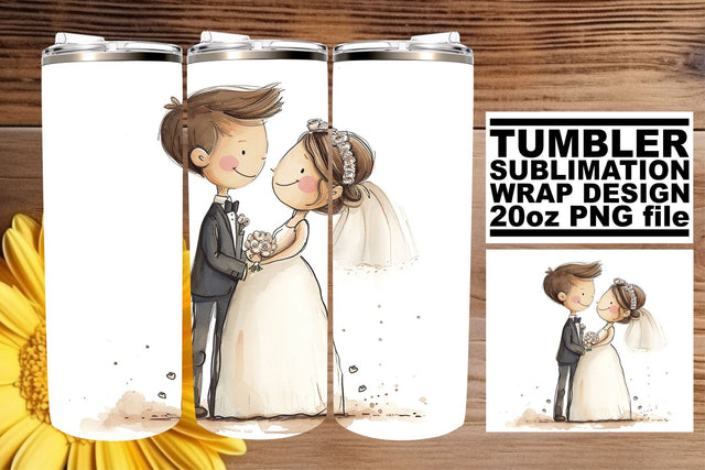 Lovely Watercolor Wedding Tumbler: Enchanted Love 20oz Blend Sublimation afrosvg 