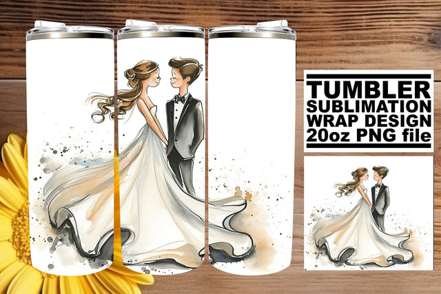 Lovely Watercolor Wedding Tumbler: Heartfelt 20oz Edition Sublimation afrosvg 