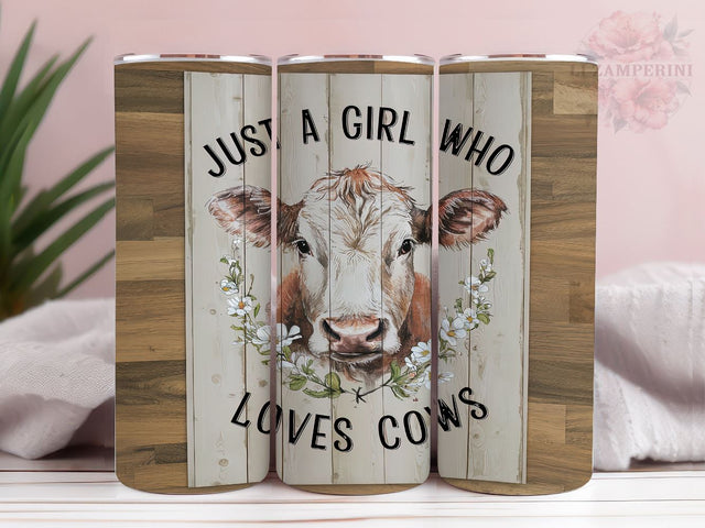 Loves Cows 20oz Tumbler Wrap PNG, Just a Girl Who Loves Cows Tumbler Png, Straight & Tapered Tumbler Wrap, Instant Digital Download Sublimation Li Zamperini 