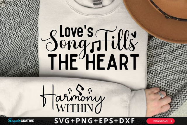 Loves Song Fills the Heart Sleeve SVG Design, Christian Sleeve SVG, Faith SVG Design, Jesus Sleeve SVG SVG Regulrcrative 