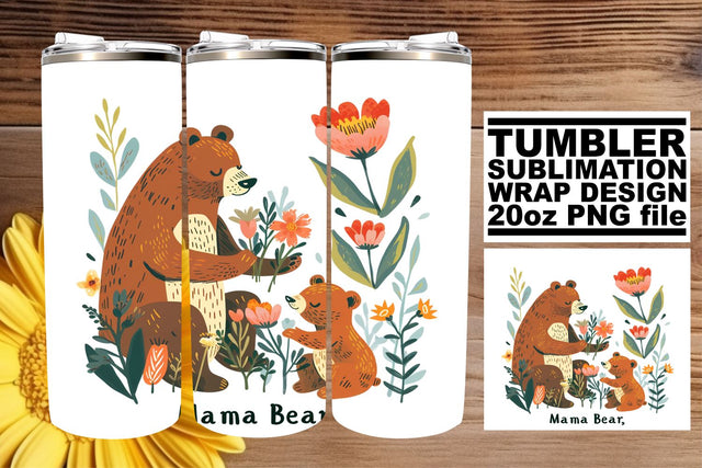 Loving Mama Bear Cup Art Sublimation afrosvg 