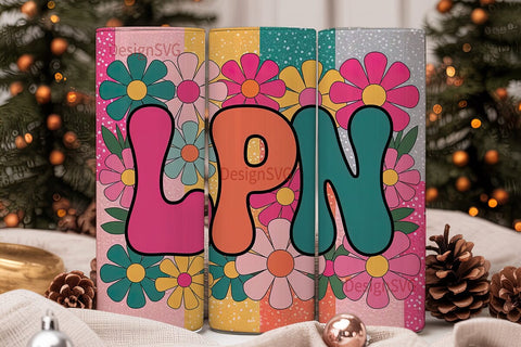 LPN Floral Glitter 20oz Tumbler Wrap Sublimation DesignSVG 