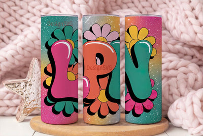 LPN Floral Glitter 20oz Tumbler Wrap Sublimation DesignSVG 