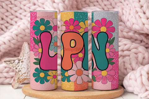 LPN Floral Glitter 20oz Tumbler Wrap Sublimation DesignSVG 