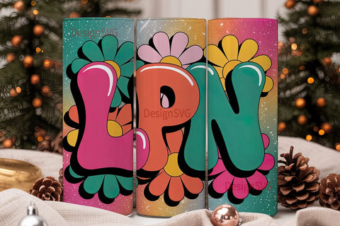 LPN Floral Glitter 20oz Tumbler Wrap Sublimation DesignSVG 