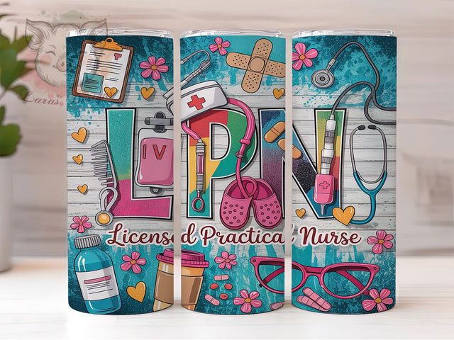 LPN Licensed Practical Nurse 20oz Tumbler Wrap, Licensed Practical Nurse Tumbler, 20oz Skinny Tumbler, Nursing Tumbler Design, Healthcare Worker Tumbler, Medical Professional Tumbler Sublimation Lara' s Designs 