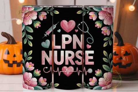 LPN Nurse Floral 20oz Tumbler Wrap Sublimation PixelChick 