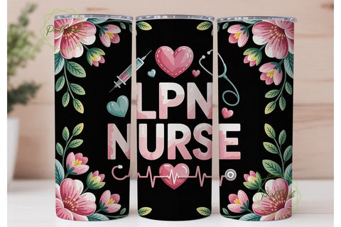 LPN Nurse Floral 20oz Tumbler Wrap Sublimation PixelChick 
