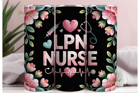 LPN Nurse Floral 20oz Tumbler Wrap Sublimation PixelChick 