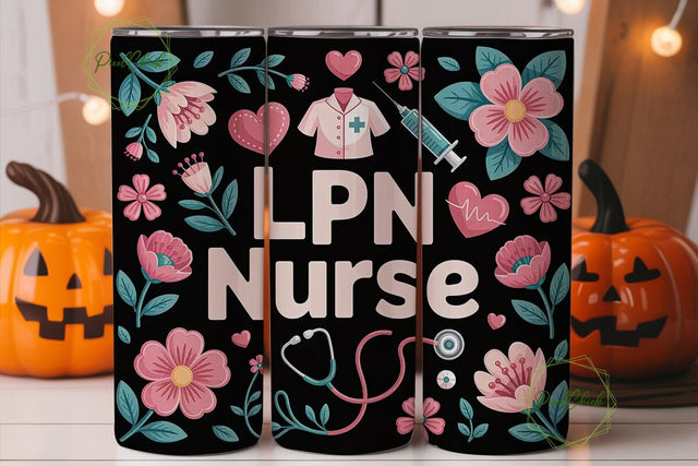 LPN Nurse Floral 20oz Tumbler Wrap Sublimation PixelChick 