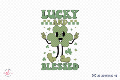 Lucky and Blessed PNG Retro Sublimation Sublimation CraftLabSVG 