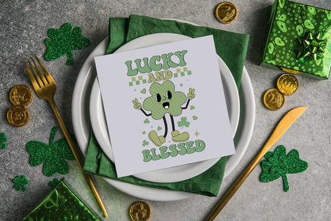 Lucky and Blessed PNG Retro Sublimation Sublimation CraftLabSVG 