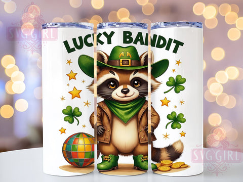 Lucky Bandit Raccoon 20oz Tumbler, Lucky Bandit Design, 20oz Tumbler Wrap, Sublimation Raccoon Art, Raccoon Lover Gift, Animal Tumbler Wrap, Cute Wildlife Drinkware Sublimation SvggirlplusArt 