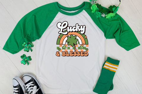 Lucky & Blessed, Retro St. Patrick's Day Sublimation Sublimation CraftLabSVG 