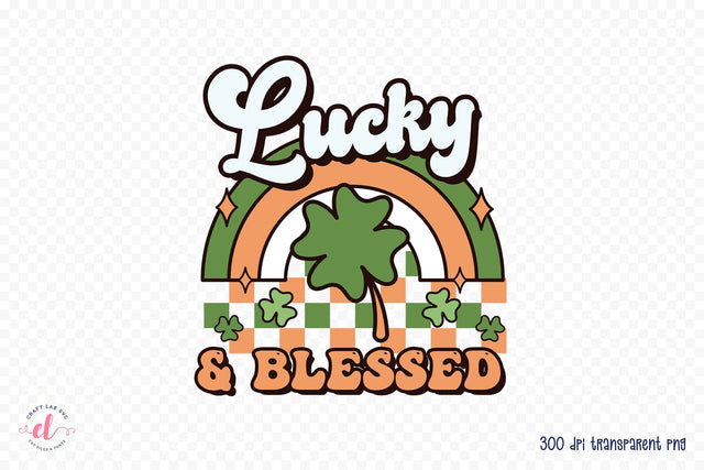 Lucky & Blessed, Retro St. Patrick's Day Sublimation Sublimation CraftLabSVG 