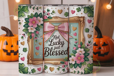 Lucky & Blessed Tumbler Wrap PNG Sublimation PixelChick 