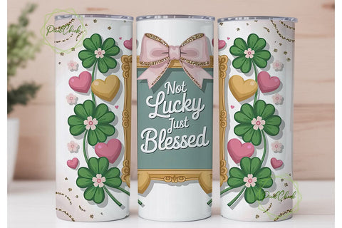 Lucky & Blessed Tumbler Wrap PNG Sublimation PixelChick 