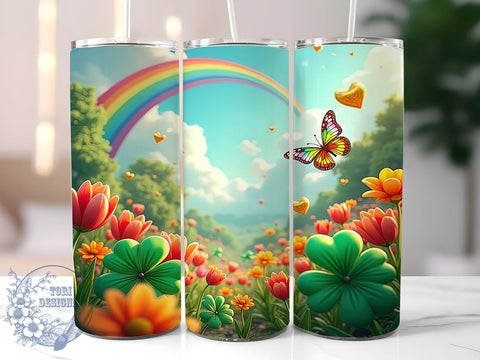 Lucky Charm Rainbow 20oz Tumbler, Lucky Charm Tumbler, Shamrock Rainbow, 20oz Sublimation, Irish Holiday Decor, Rainbow Tumbler, St. Paddy's Day Gift Sublimation ToriDesigns 