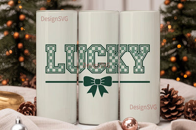 Lucky Checkered Bow 20oz Tumbler Sublimation DesignSVG 