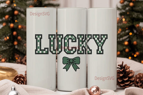 Lucky Checkered Bow 20oz Tumbler Sublimation DesignSVG 