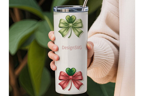 Lucky Clover Bows 20oz Tumbler Wrap Sublimation DesignSVG 
