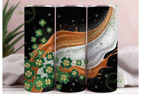 Lucky Clover Glitter 20oz Tumbler Wrap Sublimation PixelChick 