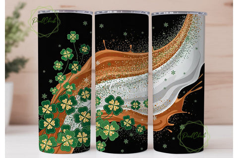 Lucky Clover Glitter 20oz Tumbler Wrap Sublimation PixelChick 