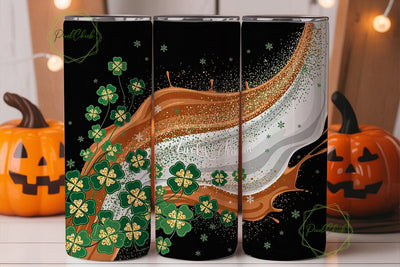 Lucky Clover Glitter 20oz Tumbler Wrap Sublimation PixelChick 