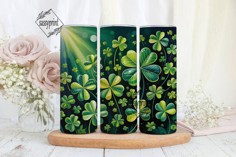 Lucky Clover Glow 20oz Tumbler Wrap Sublimation sassyprint 