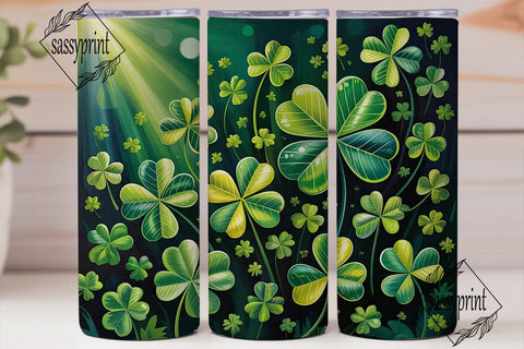 Lucky Clover Glow 20oz Tumbler Wrap Sublimation sassyprint 