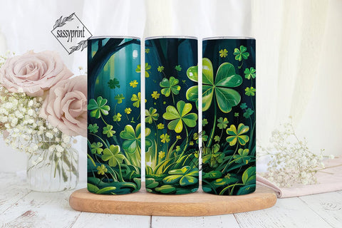 Lucky Clover Glow 20oz Tumbler Wrap Sublimation sassyprint 