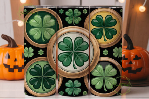 Lucky Clover Gold 20oz Tumbler Wrap Sublimation PixelChick 