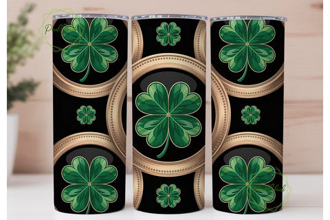 Lucky Clover Gold 20oz Tumbler Wrap Sublimation PixelChick 