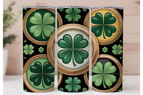 Lucky Clover Gold 20oz Tumbler Wrap Sublimation PixelChick 