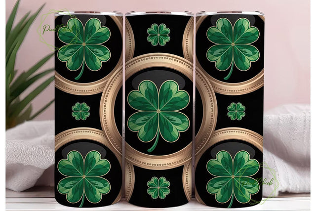 Lucky Clover Gold 20oz Tumbler Wrap Sublimation PixelChick 