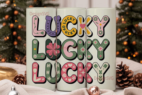 Lucky Clover Horseshoe 20oz Tumbler Wrap Sublimation DesignSVG 
