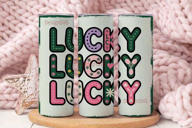 Lucky Clover Horseshoe 20oz Tumbler Wrap Sublimation DesignSVG 