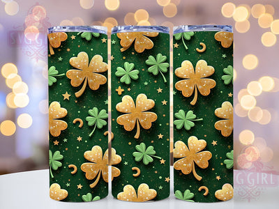 Lucky Clover St. Patrick's 20oz Tumbler, St. Patrick's Day Gift, 20oz Tumbler Wrap, Sublimation Design, Shamrock Decor, Irish Clover Art, Green Themed Gift Sublimation SvggirlplusArt 