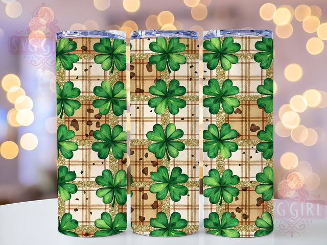 Lucky Clover St. Patrick's 20oz Tumbler, St. Patrick's Day Gift, 20oz Tumbler Wrap, Sublimation Design, Shamrock Decor, Irish Clover Art, Green Themed Gift Sublimation SvggirlplusArt 